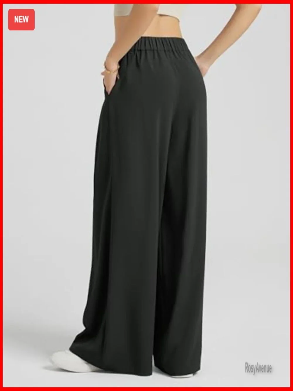 Lightweight Chiffon Wide Leg Pants High Waist Pleated with Pockets - Picture 2 of 7